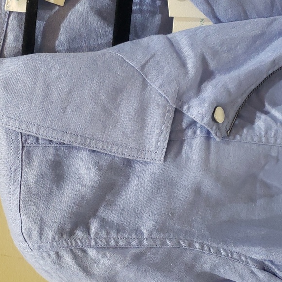 Nwt large Cynthia Rowley linnen jacket blue with silver zipper - Picture 7 of 8